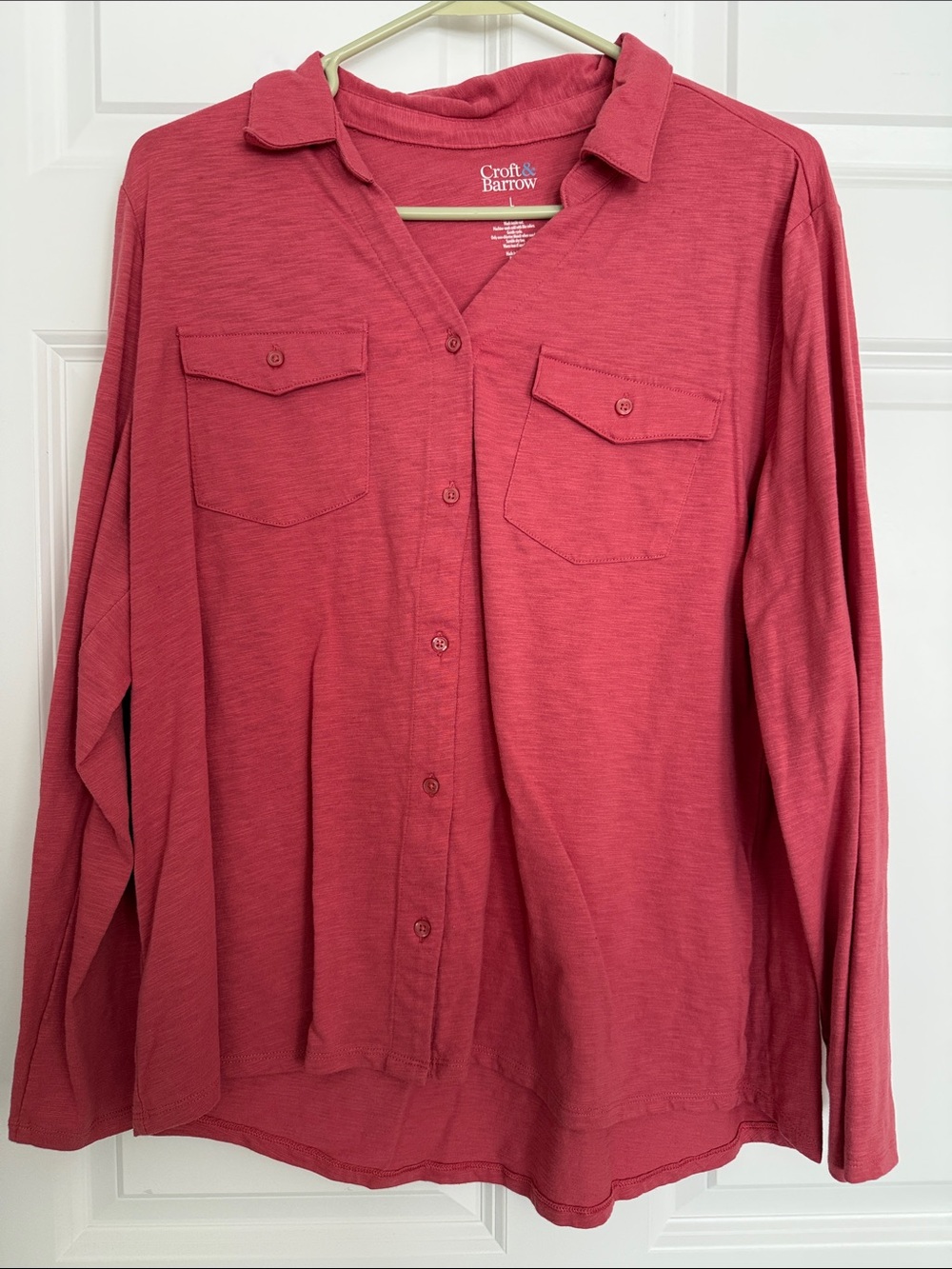 croft & barrow Women’s Lightweight Button-Down Shirt - pink/red